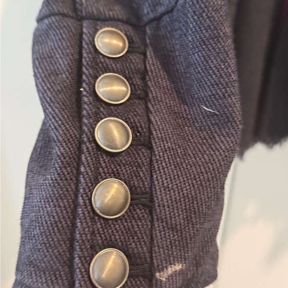 Free People Military Style Raw Edge Jacket size Medium Color Navy - Picture 4 of 11